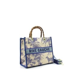 Rive Gauche Tote med bambuhandtag M, Blå